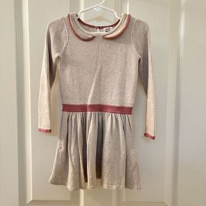 Mini Boden Peter Pan Collar Knit Sweater Dress Long Sleeve Girls Size 2-3 years